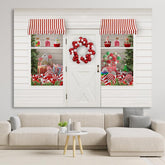 Lofaris White Door With Cute Balloon Wreath Christmas Themed Backdrop